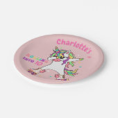 Unicorn Dabbing Roller Skateday Papieren Bordje (Gekanteld)