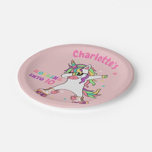 Unicorn Dabbing Roller Skateday Papieren Bordje (Gekanteld)