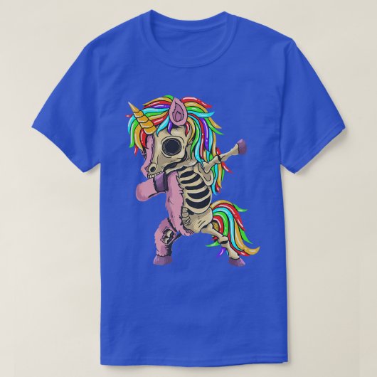 Unicorn Dabbing Skeleton Costume Funny Halloween S T-shirt (Design voorkant)