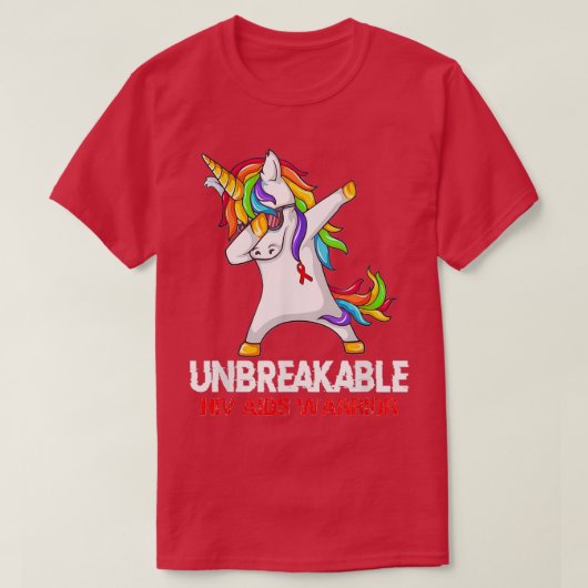 Unicorn Dabbing Unbreekable Hiv Aids Warrior Ribbo T-shirt (Design voorkant)