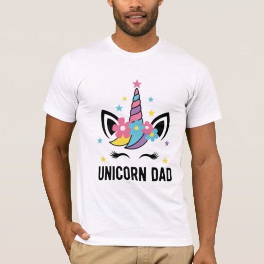 Unicorn Dad Birthday Party Bella+Canvas T-Shirt (Voorkant)