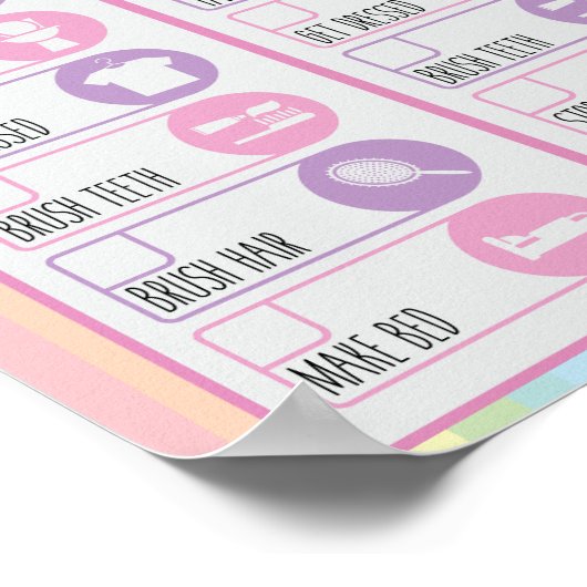 Unicorn Daily Night & Morning Routine Checklist Poster (Hoek)