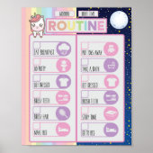 Unicorn Daily Night & Morning Routine Checklist Poster (Voorkant)