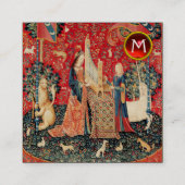 UNICORN, DAME SPELEN ORGEL, EDELSTEEN MONOGRAM Zwa Vierkante Visitekaartje (Achterkant)