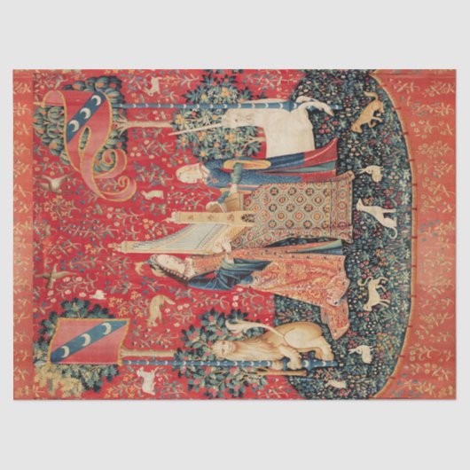 UNICORN, DAME SPELEN ORGEL Rood Groen Bloemen Tissuepapier (Voorkant)