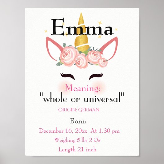 Unicorn de naam die keepaardkwekerij betekent poster (Voorkant)