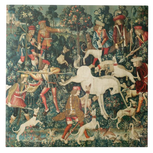 UNICORN DEFENDS ZELF, andere dieren groen Tegeltje (Voorkant)