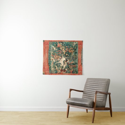 UNICORN DEFENDS ZELF, andere dieren groen Wandkleed (In Situ (horizontaal))