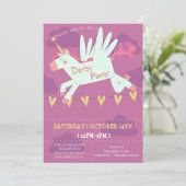 Unicorn Derby Party Invitation Kids Birthday Magic Kaart (Staand voorkant)