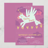 Unicorn Derby Party Invitation Kids Birthday Magic Kaart (Voorkant / Achterkant)