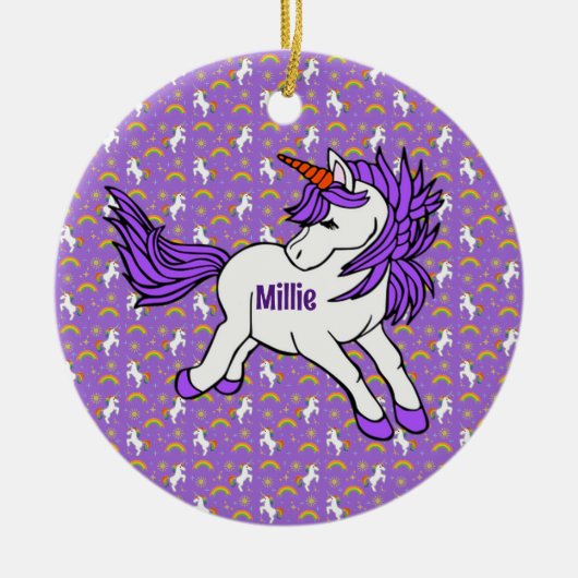 Unicorn Design Ceramic Ornament (Voorkant)