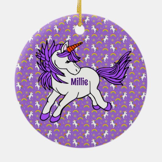 Unicorn Design Ceramic Ornament (Achterkant)