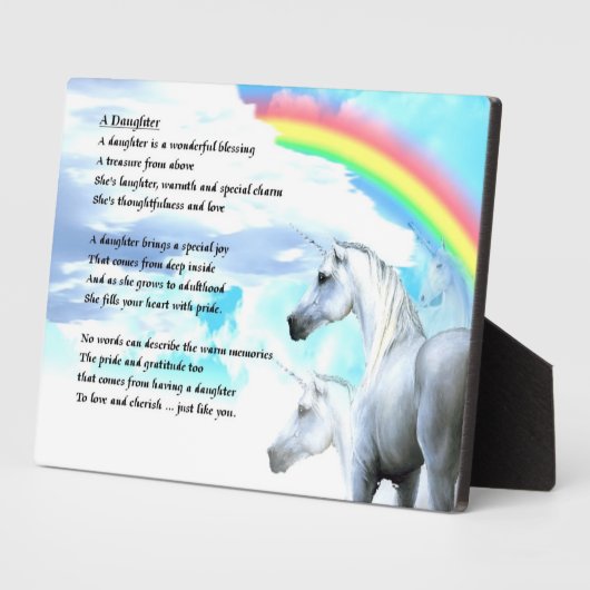 Unicorn Design - Daughter Poem Plaque Fotoplaat (Zijkant)