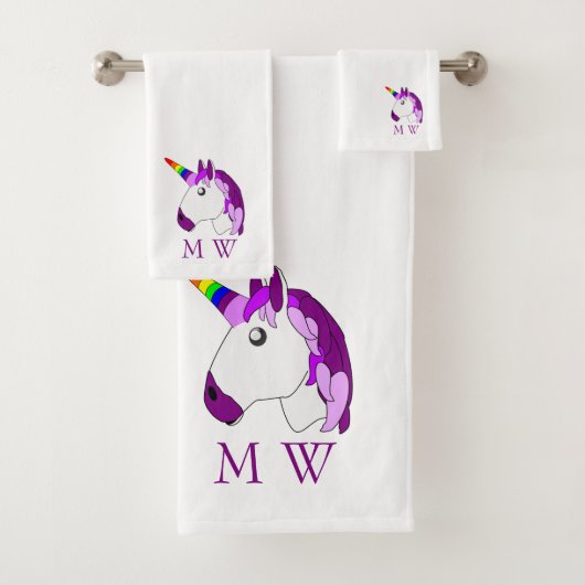 Unicorn Design Monogrammed Bad Handdoek (Insitu)