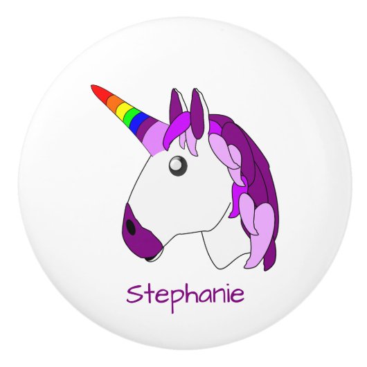 Unicorn Design Personalised Keramische Knop (Voorkant)