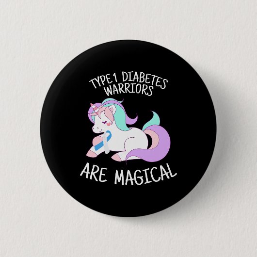 Unicorn Diabetes Warrior Gift Ronde Button 5,7 Cm (Voorkant)