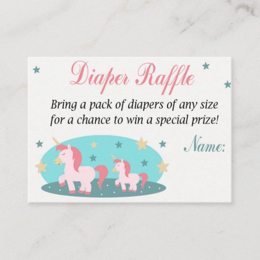 Unicorn Diaper Raffle Tickets (Voorkant)