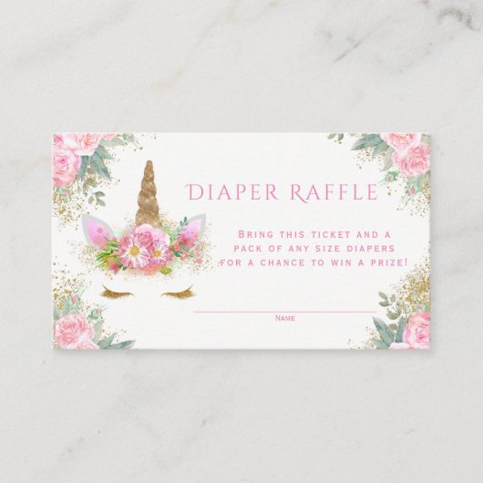 Unicorn Diaper Raffle Tickets Informatiekaartje (Voorkant)