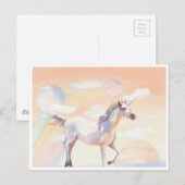 Unicorn die het Briefkaart van de Wolken en van de (Voorkant / Achterkant)
