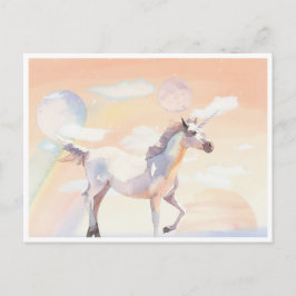 Unicorn die het Briefkaart van de Wolken en van de