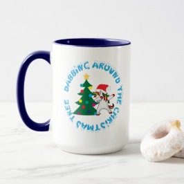 Unicorn die rond de kerstboom draait mok