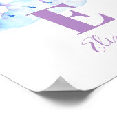 Unicorn-dier. Baby monogram. Paarse kwekerijnaam Poster (Hoek)
