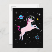 Unicorn-dieren in de ruimte briefkaart (Voorkant / Achterkant)