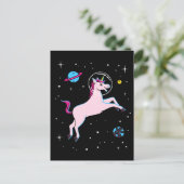 Unicorn-dieren in de ruimte briefkaart (Staand voorkant)