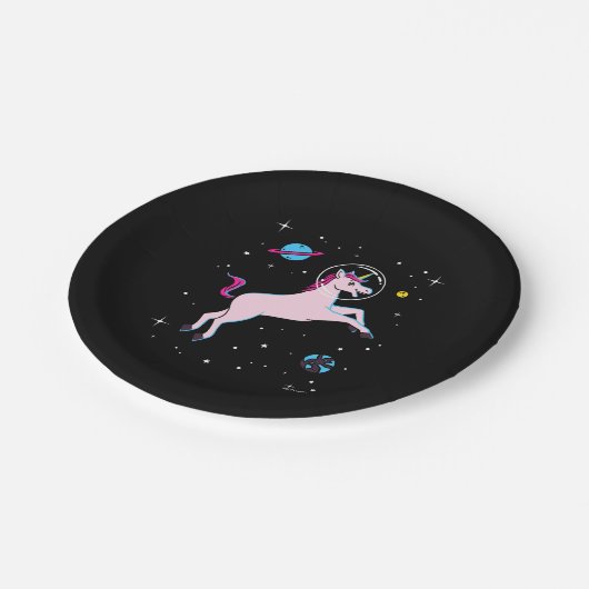 Unicorn-dieren in de ruimte papieren bordje (Gekanteld)