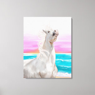 Unicorn Digital Oil Painting on Canvas Afdruk