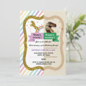 Unicorn & Dinosaur Invitations Boy girl Kaart (Staand voorkant)