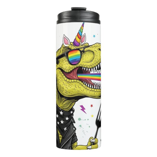 Unicorn Dinosaur Rainbow Punk Rock Thermosbeker (Voorkant)