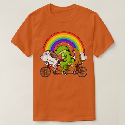 Unicorn Dinosaur Sleuf Riding Bicycle T-shirt (Design voorkant)