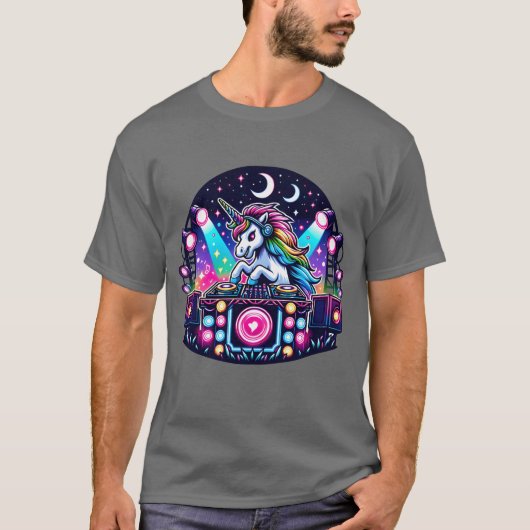 Unicorn DJ Rocking Music Festival boy T-shirt (Voorkant)
