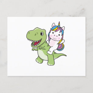 Unicorn doet een beroep op Trex Cute Dinosaur met  Briefkaart