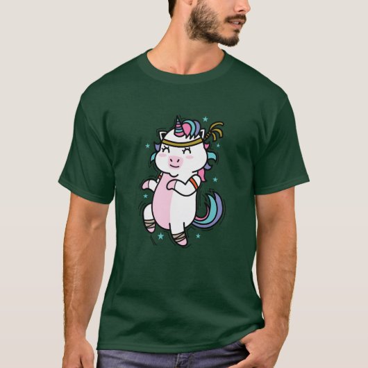 Unicorn doing Endurance Sports Fitnessraining frie T-shirt (Voorkant)