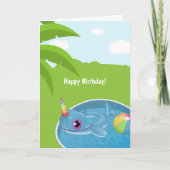 Unicorn Dolphin Floatie Pool Birthday Greeting Kaart (Voorkant)