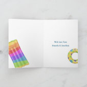 Unicorn Dolphin Floatie Pool Birthday Greeting Kaart (Binnen)