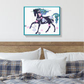 Unicorn - Donkerblauw Canvas Afdruk (Insitu (Slaapkamer))