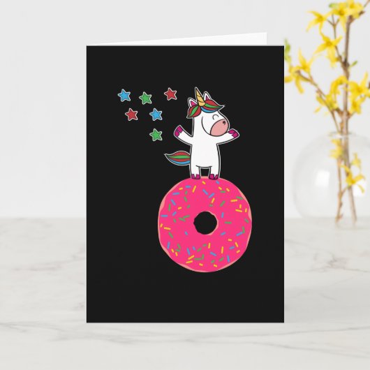 Unicorn Donut Dancing Star Dust Kaart (Gele Bloem)