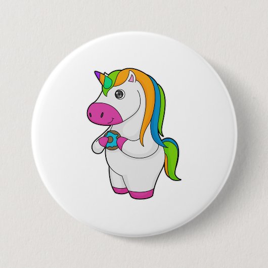 Unicorn Donut Ronde Button 7,6 Cm (Voorkant)