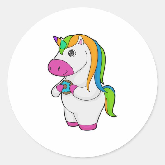 Unicorn Donut Ronde Sticker (Voorkant)