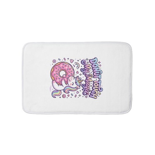 Unicorn Donut Touch My Magic Gift Idea Sticker and Badmat (Voorkant)