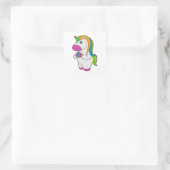Unicorn Donut Vierkante Sticker (Tas)
