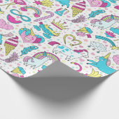 Unicorn Doodle Patroonverlooppapier Cadeaupapier (Hoek)