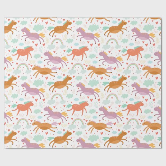 Unicorn Doodle Pattern Cadeaupapier (Vlak)
