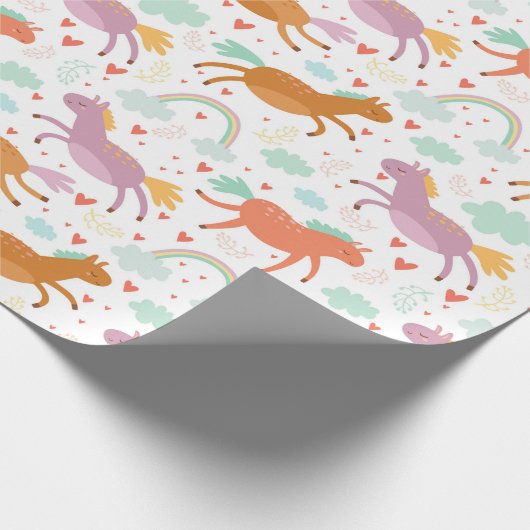 Unicorn Doodle Pattern Cadeaupapier (Hoek)