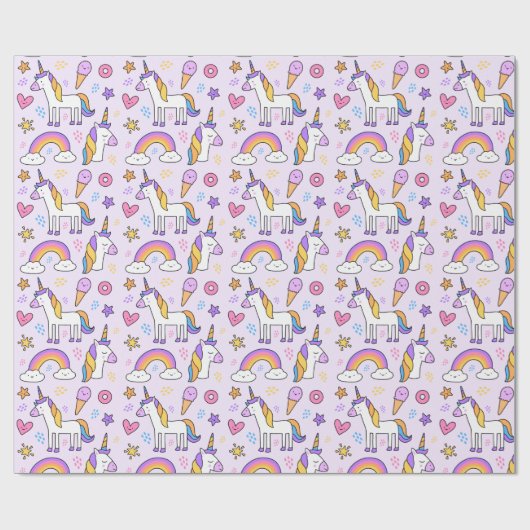 Unicorn Doodle Pattern Cadeaupapier (Vlak)