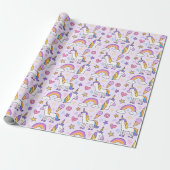 Unicorn Doodle Pattern Cadeaupapier (Uitgerold)