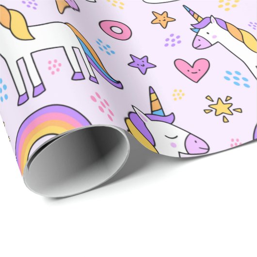 Unicorn Doodle Pattern Cadeaupapier (Rol Hoek)